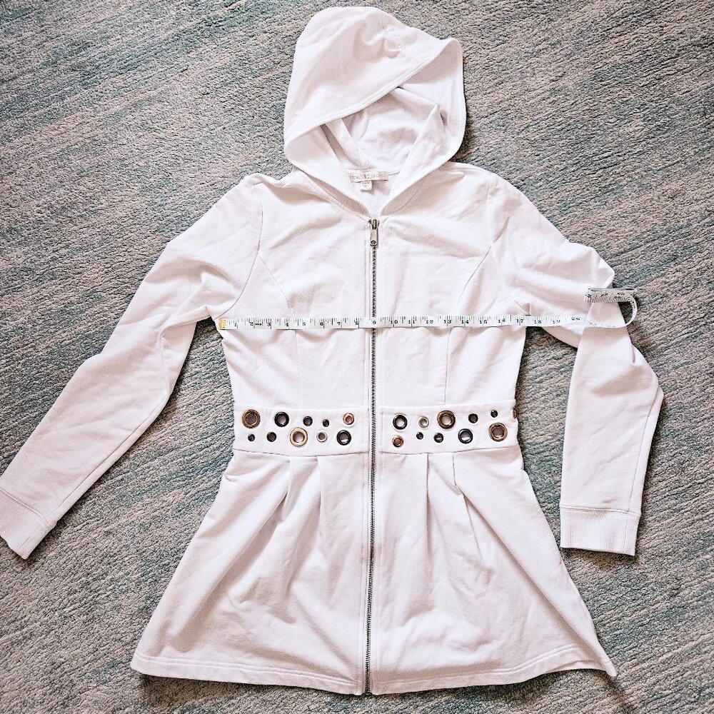 Boston Proper White Hoodie W/Grommets, Size Medium